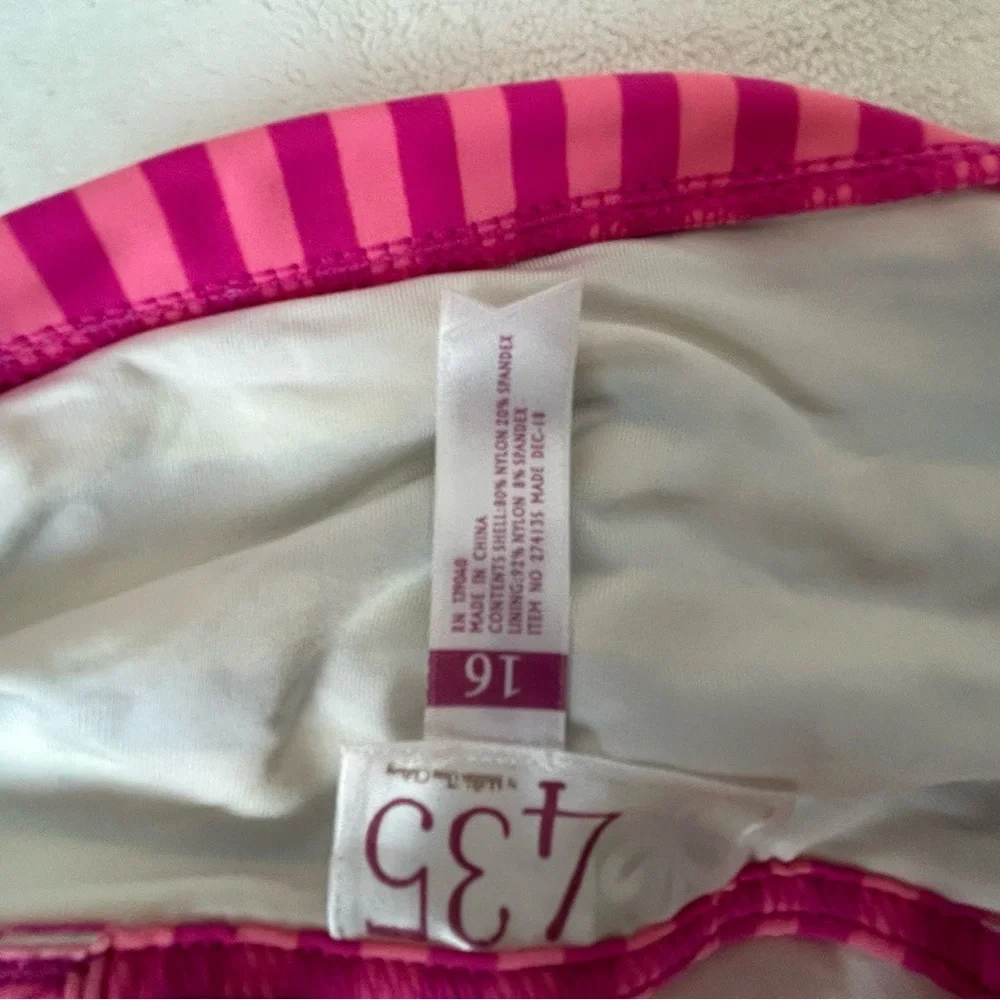 Matilda Jane 435 Blue White Pink Stripes‎ Swim Top Big Girls 16 Youth size